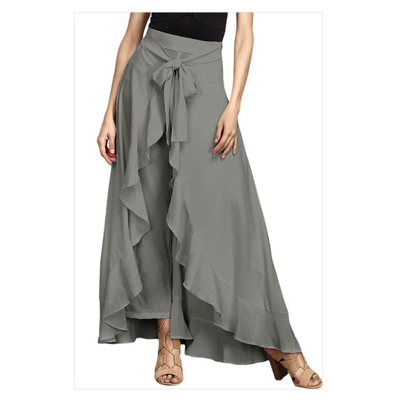 Waterfall Skirt & Pants Combo High Rise Pants with a Wrap Around Skirt - Gray - Picture 4 of 9